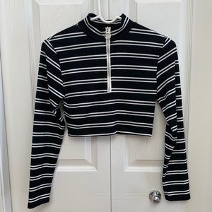 Striped 3/4 Zip Long Sleeve